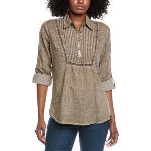 Nu Vintage Womens  Textured Blouse, Tan